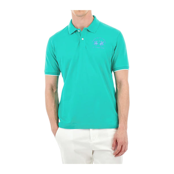 La Martina Polo Polo Uomo Regular con logo ricamato Verde marino - Francavilla Moda